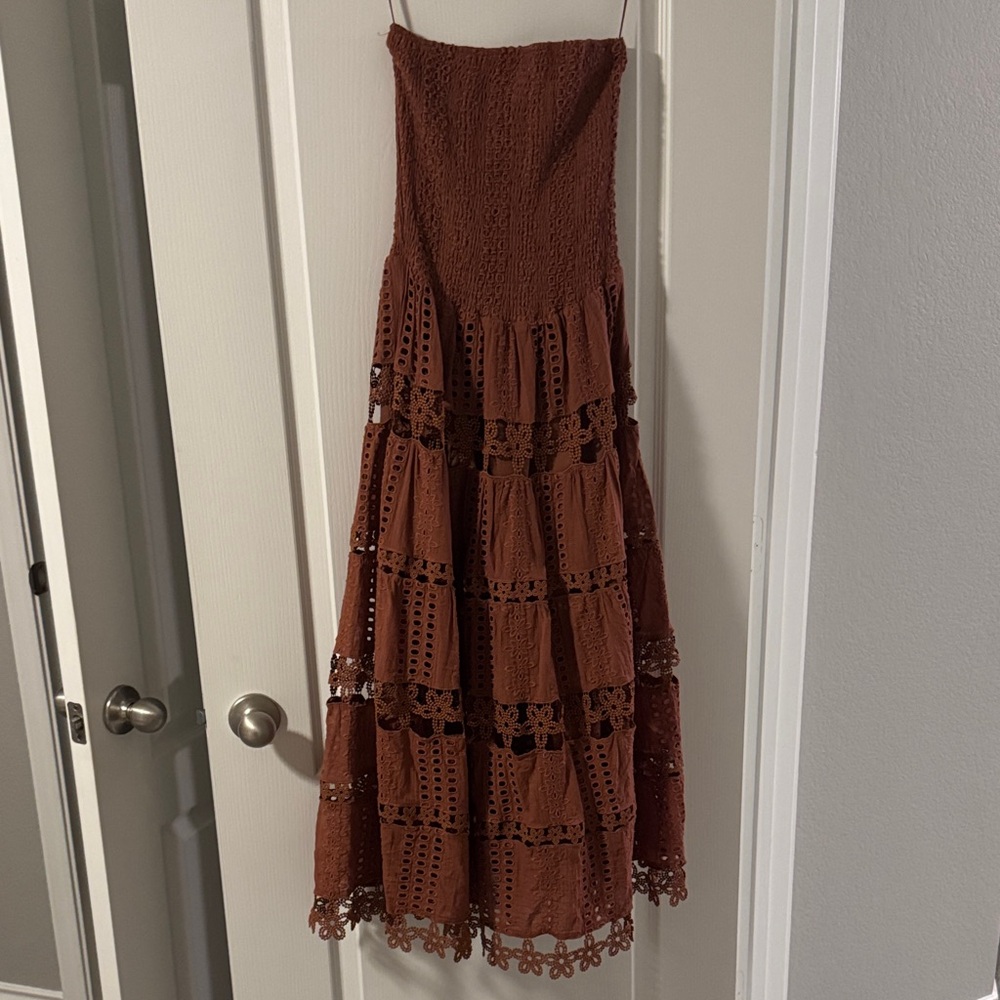 Burnt Orange Lace Women Dress